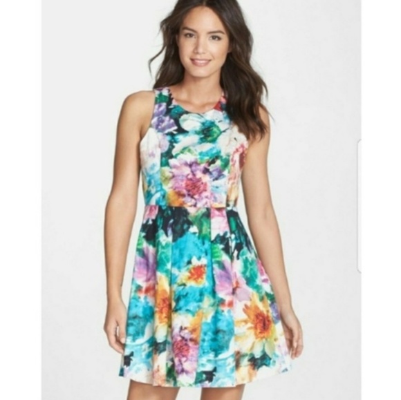 Felicity & Coco Dresses & Skirts - Felicity & Coco Watercolor Floral Fit Flare Dress